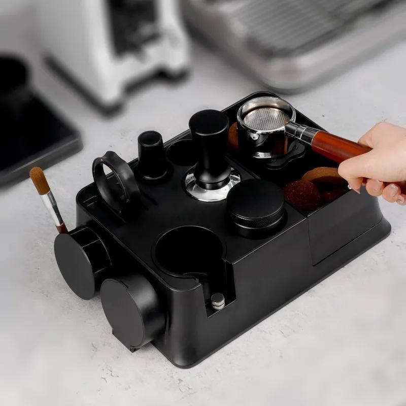 Italian Coffee Powder Holder Storage Rack Filling Press Holder ABS Multifunctional Handle Coffee Crumb Box Powder Press Device