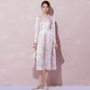 Intellectually gentle temperament printed dress for women in autumn 2025, daily age reduction, bubble sleeves, waist cinching, slimming effect