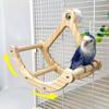 Climbing Rack Wooden Bird Swing Toys Hanging Durable Rocking Perch Stand Bite Resistant Parrot Stand Wheel Exercise