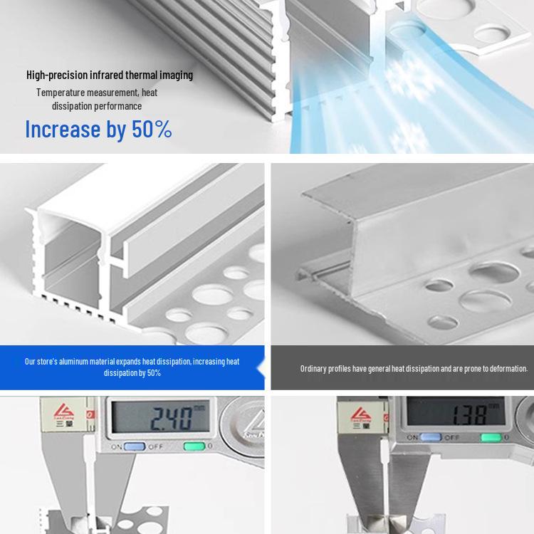 Single-Sided Upward-Emitting Recessed Linear Light - Double Eyelid Aluminum Channel