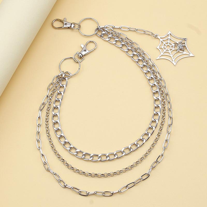 Punk Metal Pants Chain Hip Hop Waist Chain Spider Web Pendant Jeans Chain For Men Women Accessories Gifts