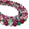 Red Green Chalcedony Floating Jades Natural Stone 15" Smooth Loose Spacer Beads 4/6/8/10/12mm for Jewelry Making DIY Bracelets Charms Accessories