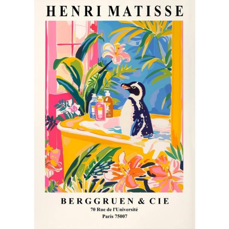 Matisse Animals In The Bathroom Poster Wild Animals Matisse Art Painting Wall Decor Colorful Wall Decoration Canvas Prints Gift