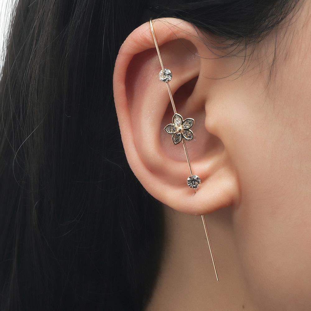 Chic Star Letter Zircon Ear Cuff and Diagonal Studs