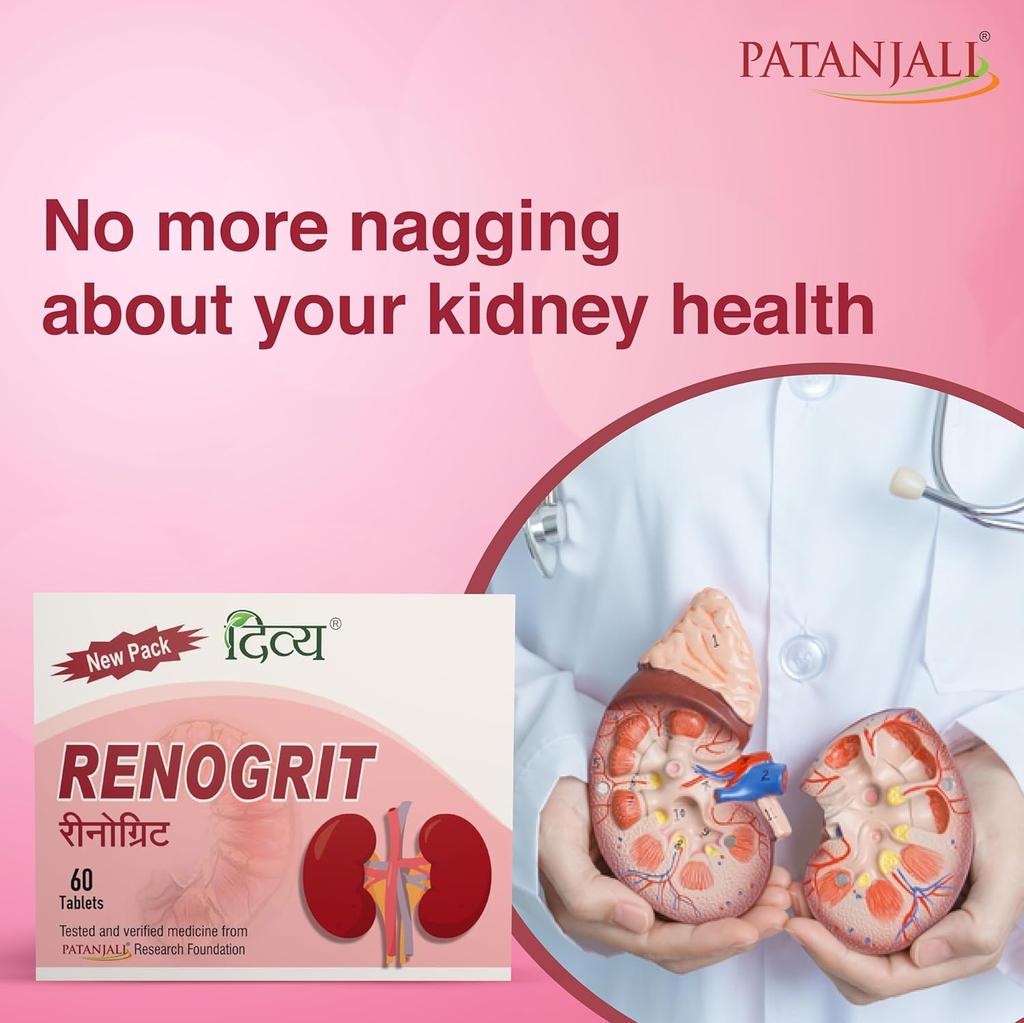 Patanjali Divya Renogrit Tablets 60 Tab Herbal Metabolic Balance Support Ayurvedic Wellness Formula Pack Of 1