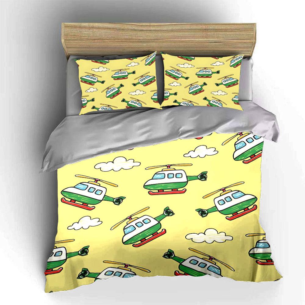 Helikopter Patroon Kinderkamer Decoratie Zachte Huidvriendelijke Beddengoed Set Bevat 1 Dekbedovertrek En 2 Kussenslopen Cadeau