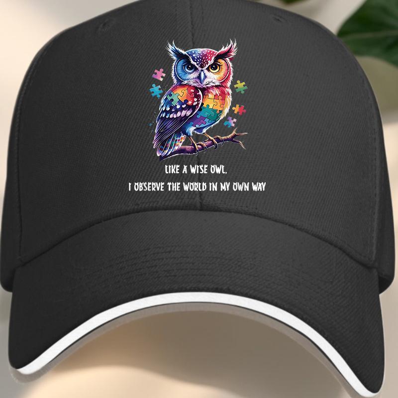 

Colorful Autism Owl Observe World Baseball Cap Polyester Adjustable Casual Outdoor Headwear One Size