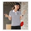 YYFS Damemote Uformelt sommer Vår Stripe Print Kortermet POLO-hals bluser og skjorter