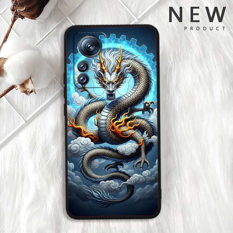 Fashion Dragon Illustration For Xiaomi Mi 15 14 13 13T 12 12T 12S 11 11i 11T Pro Ultra Lite 5G Black Soft Phone Case