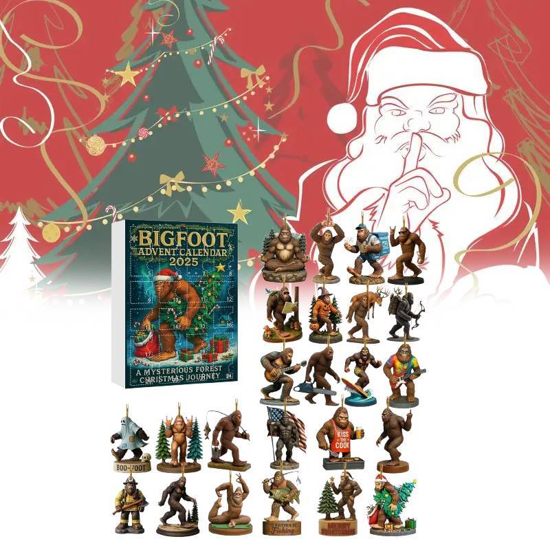 Kerst Adventskalender Met Bigfoot Monster Acryl Feestdecoratie Voor Party Cadeaus