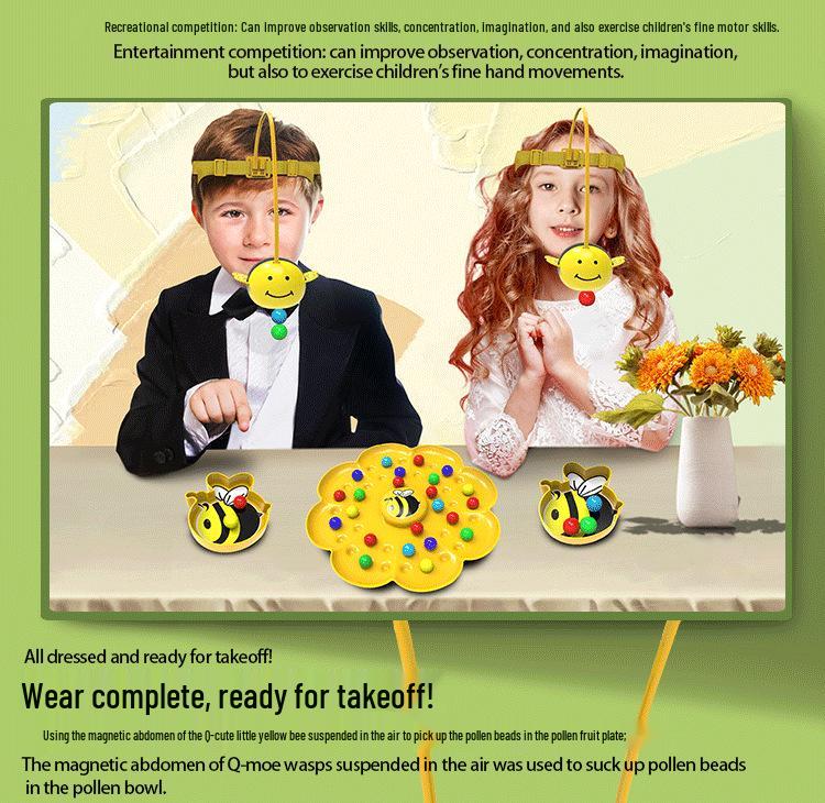 Clumsy Little Bee Magnetic Beads Fishing Game: Interactive Multiplayer Toy for Kids and Parents