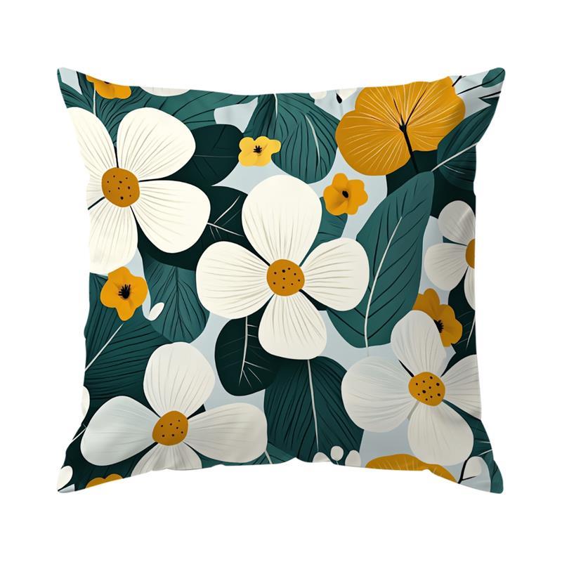 Blue Green Flower Cushions Pillowcase Printed Polyester Throw Pillow Cover Decorative Sofa Cushion Pillowslip Home Decor