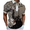 Polo T-shirt Men's Spring and Summer Short Sleeve Casual Polo Shirt Men's Fashion Personality Printed Zipper Lapel