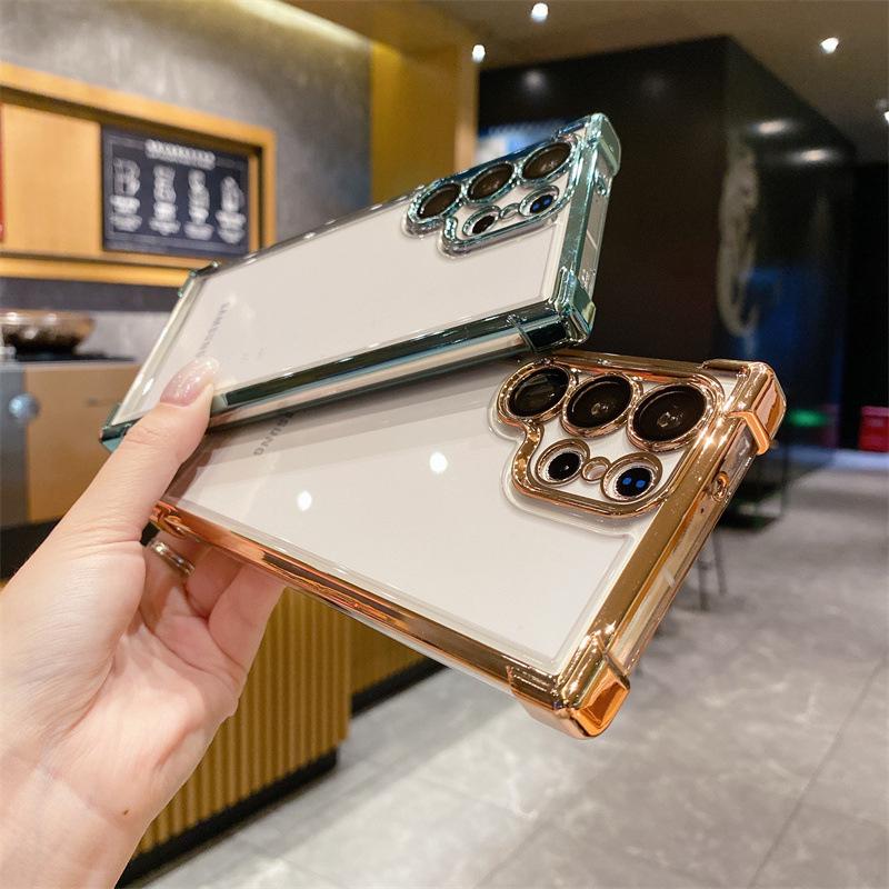 For Samsung Galaxy S25 Ultra Luxury Transparent Plating Frame Phone Case For Samsung S22 S23 S24 Plus A15 A55 Protective Cover