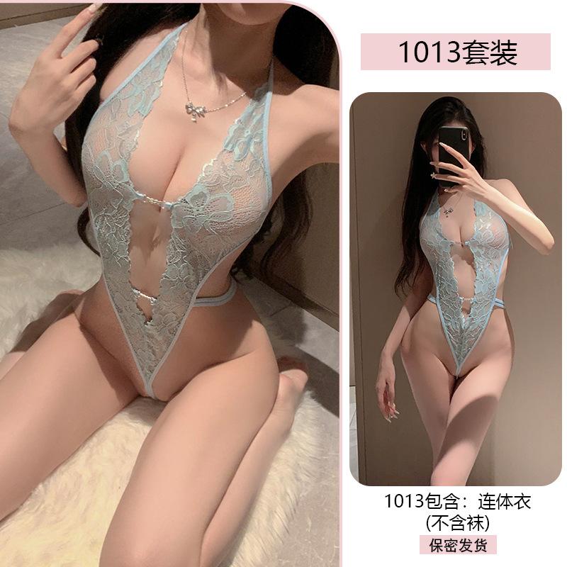 Combinaison sexy en dentelle séduisante pour femmes, sous-vêtements transparents, pur désir, petite poitrine, uniforme, pyjama