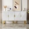 Sideboard mit hochglänzenden strukturierten Türen und goldenen Griffen, TürenDesign, höhenverstellbare Regale für Wohnzimmer und Schlafzimmer