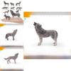 Wild Animal Pvc Gray Wolf Miniature Sculpture For Kids Learning And Collectible Display