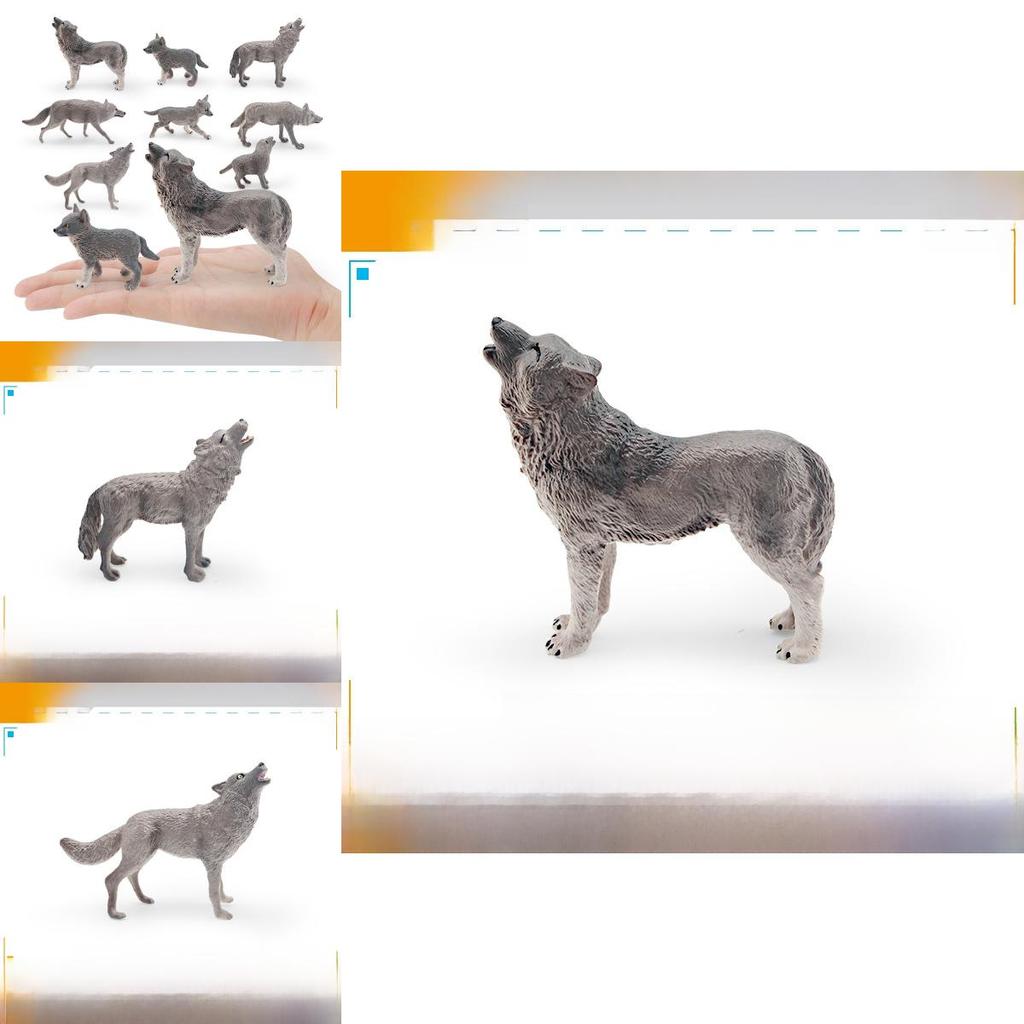 Wild Animal Pvc Gray Wolf Miniature Sculpture For Kids Learning And Collectible Display