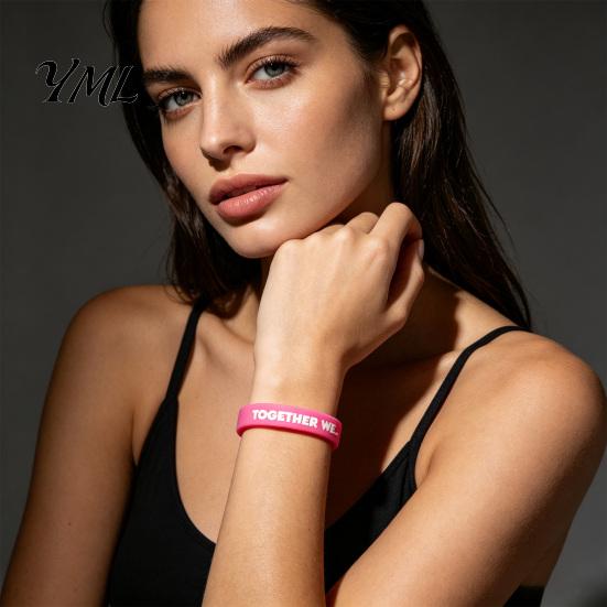Inspirational Ribbon Bracelets for Support 6 Pcs Breast Cancer Awareness Women, Pink Bracelet Month Silicone Wristbands, Hope Faith Strength