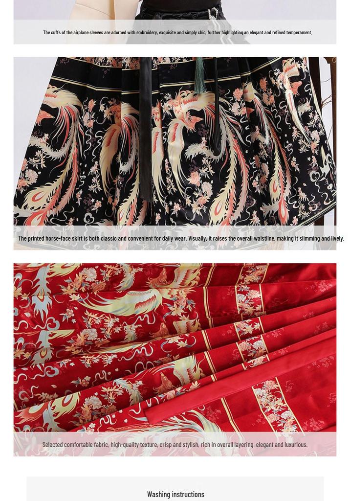 2024 Autumn Women's Phoenix Dance Print Hanfu Set - Ming Dynasty Inspired Chinese Daily Wear