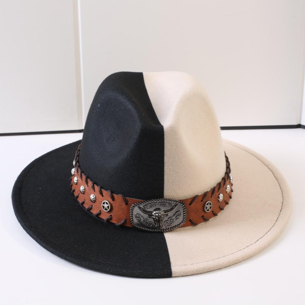 Popular European and American Classic Double-color Wide-brimmed Top Hat Men's and Women's Fashion OL Style Cowboy Hat Jazz Hat