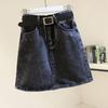 Black & Gray High-Waist A-Line Denim Mini Skirt - Korean Style, Summer Trend