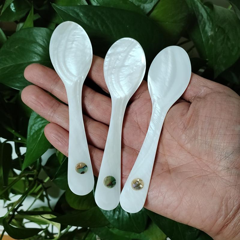 3 st Skal Kaviarskedar Pärlemor Kaviarskedar Runt Handtag för Kaviar, Ägg, Glass, Kaffe, Restaurangservering