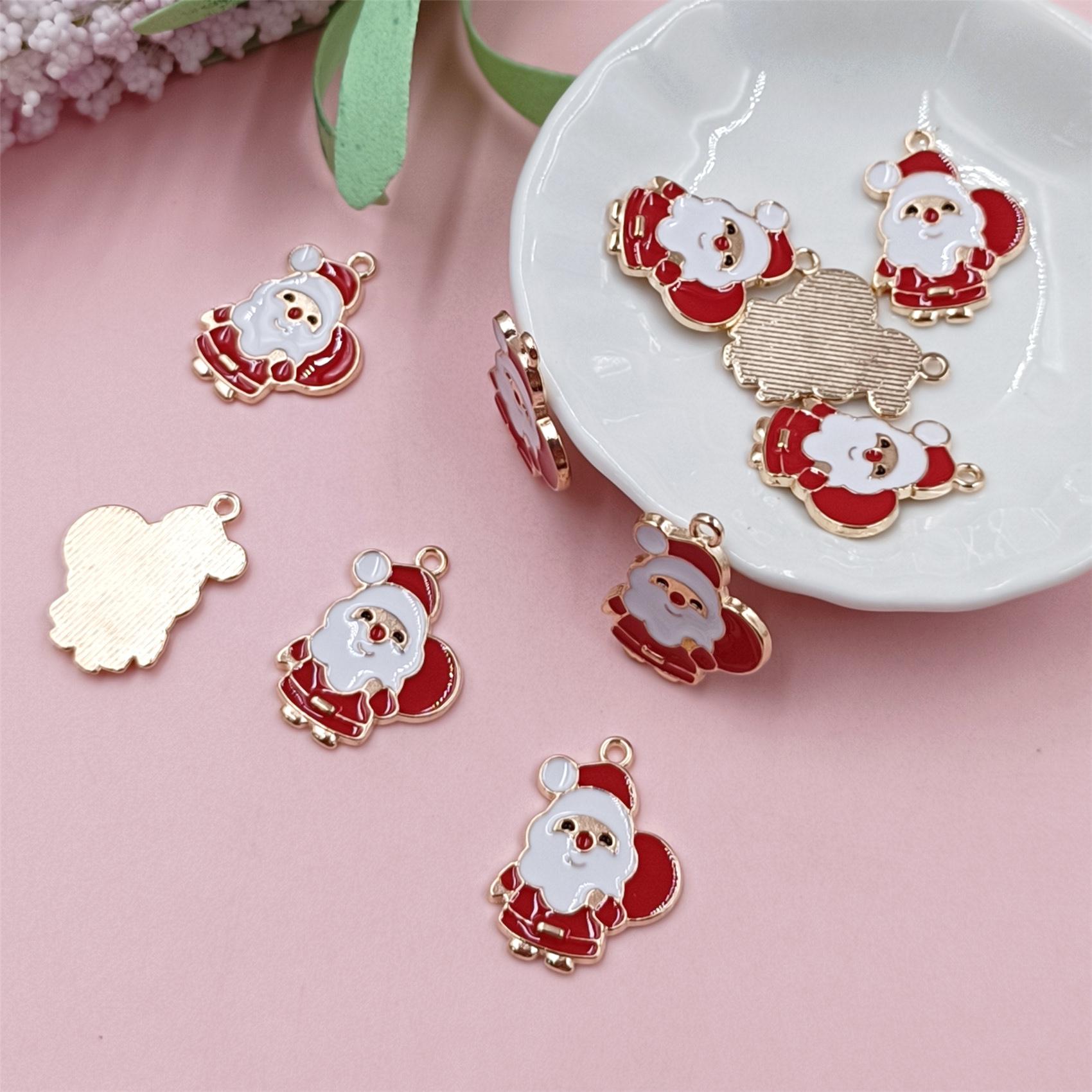 

10 шт. DIY милый сплав Рождественский кулон Санта-Клаус ручная работа рождественские украшения колокольчик ожерелье масляная капельница Рождественская елка ювелирные изделия аксессуары ручной работы Santa Claus 3