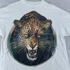 Vintage Leopard Glitzer Grafik Shirt Herren Groß Tierprint Natur 90er Jahre T-Shirt USA