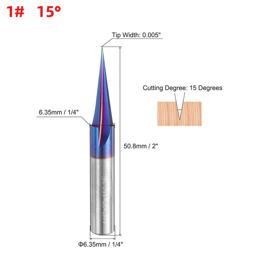 1/4" Shank V-Groove 3-Flute Nano Blue Carbide Woodworking Engraving Cutter