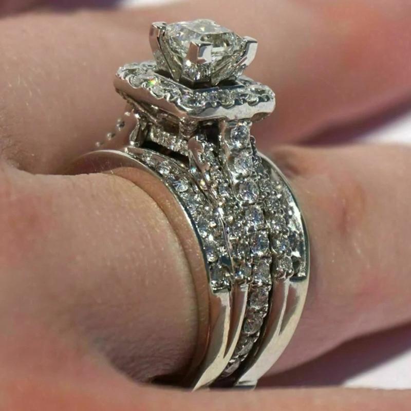 Wedding Bands Women Rings Luxury Paved Sparkling Cubic Zirconia Noble Engagement Anniversary Party Female Jewelry