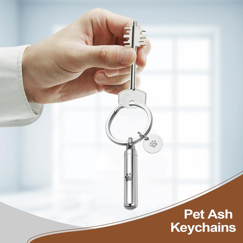 Key Chain Urn Memorial Keepsake Pendant Stainless Steel Funerary Charm Paw Cremation Jewelry Memorial Accessory For Men Women