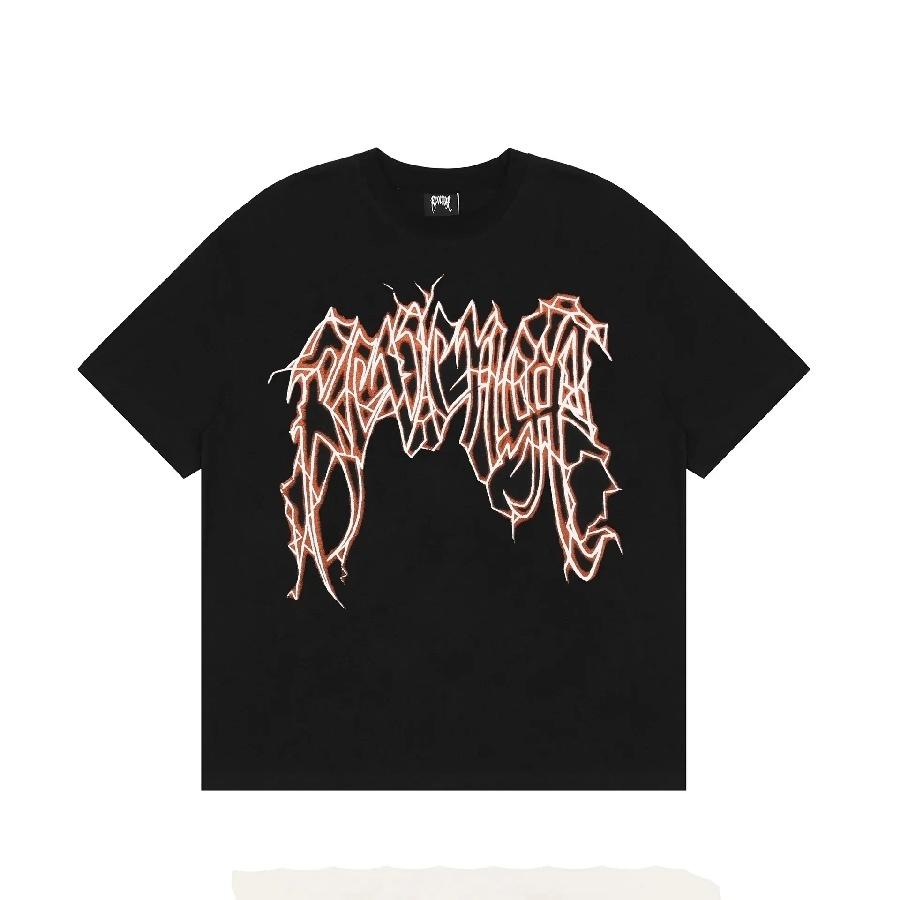 2024 Fashion Dark High Street Trendy Revenge Thunder Lightning Logo Lightning Short Sleeved T-shirt for Men Graphic T Shirts