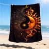 1pc Sun Moon Symbol Throw Blanket Polyester Fiber, Lightweight Flannel, Soft & Warm, All Season Use for Outdoor, Camping Digital Print