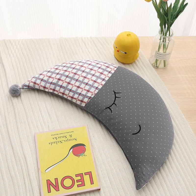 Dubbellaags Garen Maan Babykussen Gevuld met Boekweitdoppen Boekweitkussen Comfortabel Schattig Kinder Boekweitkussen 30 * 56 gray