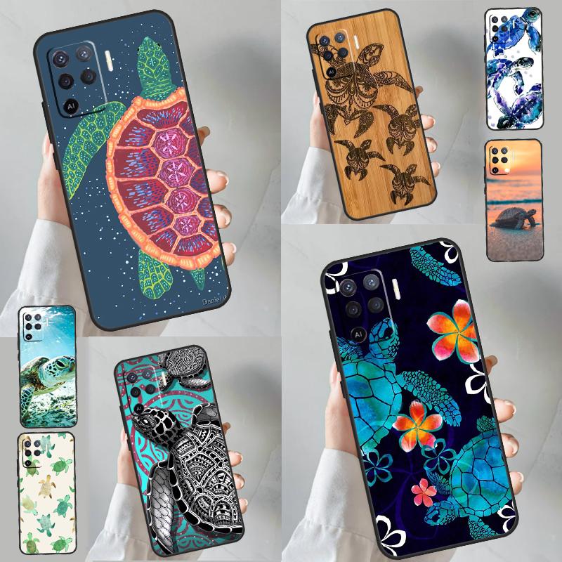 Swimming Freshwater Sea Turtles For OPPO A15 A16 A17 A74 A94 A58 A78 A98 A76 A96 A77 A5 A9 A52 A72 A79 A53S A54S A57S Case