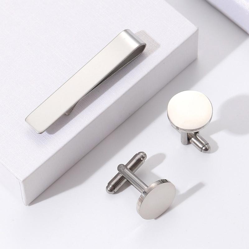 Stylish Men's Tie Clip and Cufflinks Set for Business Professional Craft of Stainless Steel With Elegant Designs