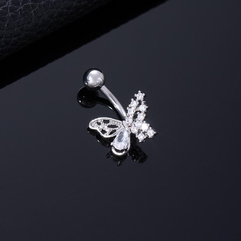 Color Zircon Spiral Piercing Navel Nail Color Butterfly Wind Navel Clip Rabbit Navel Buckle