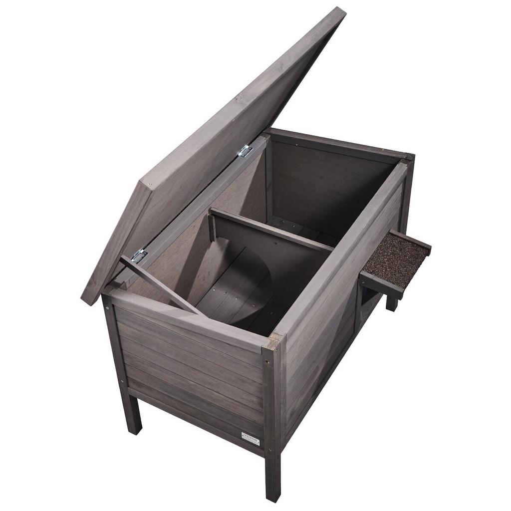Outdoor Cat House Wooden Feral Cat Shelter with Roof & PVC Door Flaps