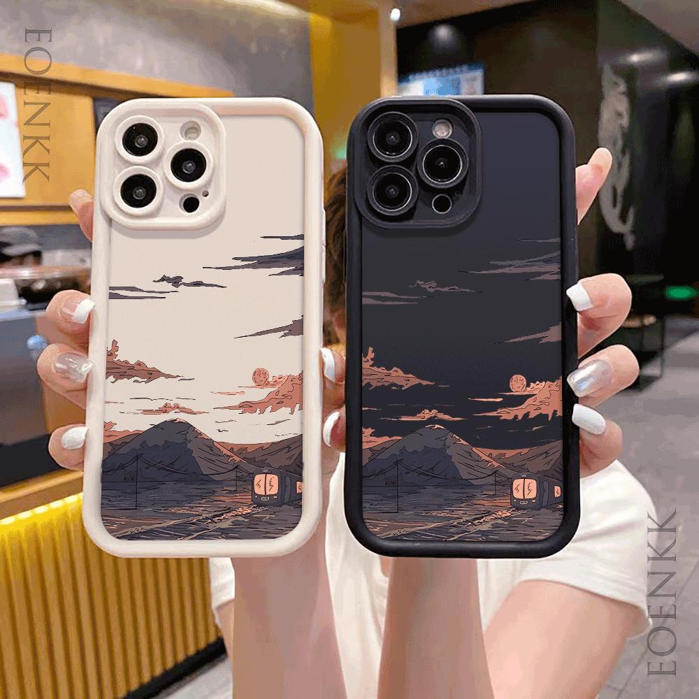 Phone Case for iPhone 16 15 14 13 12 11 Pro Max XS XR X Plus 12 13 Mini Cover Landscape Mountain Cloud Silicon Shockproof Cover