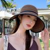 K-style large brim straw sun protection hat fashion empty top beach sun hat seaside travel easiest for match straw hat
