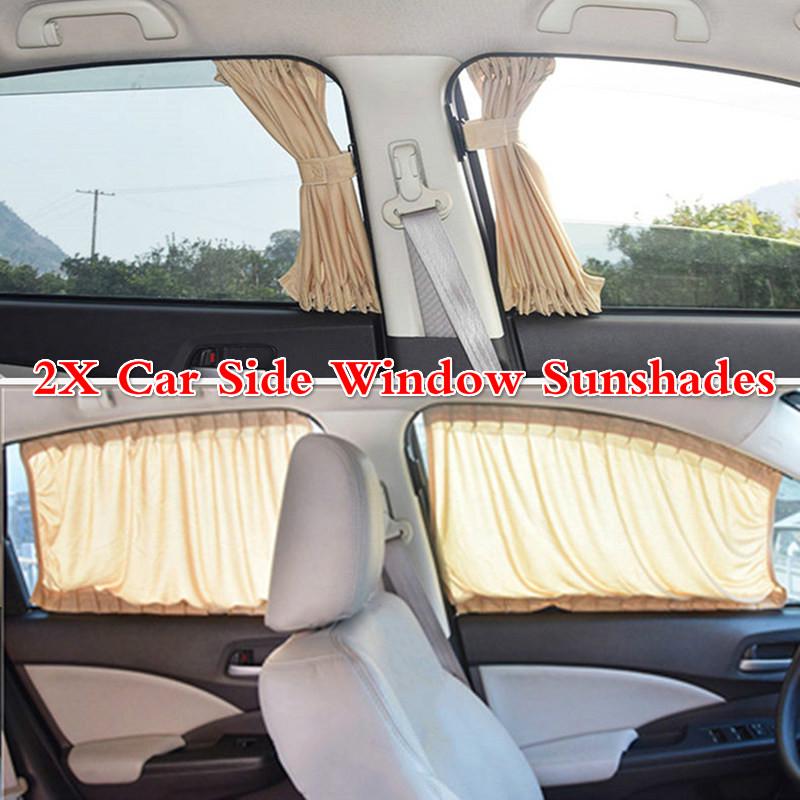 2 X 50 S/L Aluminum and Plastic Shrinkable Windowshade Curtain Car Side Window Sunshades Auto Rear W