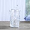 Geprägtes Glas, Herzförmiger Strohbecher, Bürobecher, 480ml Doppelwandiger Kaffebecher, Haushaltsbecher mit Deckel, Trinkwasserbecher