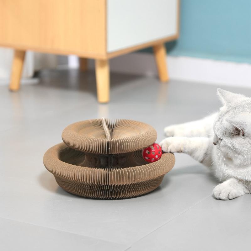 Cat Toy Magic Cat Scratch Organ Board with Ball Cat Grinding Claw Cat Climbing Frame Kitten Round Corrugated Cat Scratching Toy