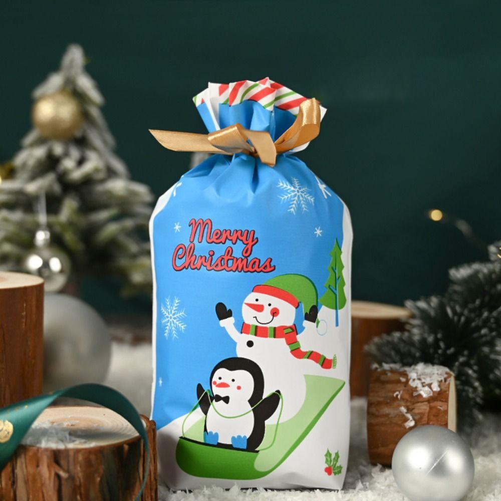 50PCS Gifts Box Merry Christmas Xmas Candy Bags Snowmen Snowflakes Biscuit Bags Santa Claus Candy Treat Bag Christmas