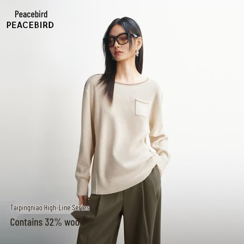 PEACEBIRD Women s Spring Round Neck Knit Sweater L