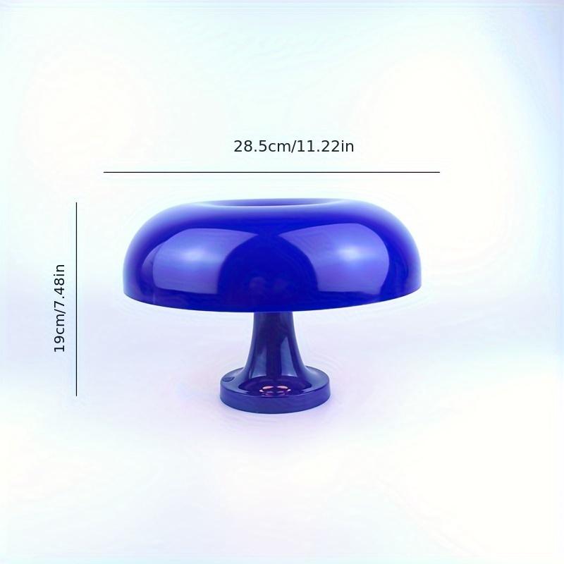 Blue Mushroom Table Lamp, Dimmable 3 Mode ,Plug-in, Retro 1970s Mid Century Lamp with Soft Glow, Durable Plastic Base, Metallic Finish for Bedroom