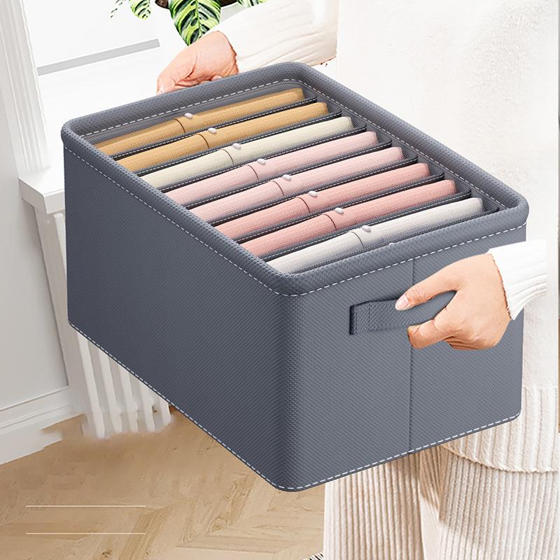 Thickened Pants Storage Box Foldable 9/7/6 Grids Organizer for Jeans Sweatshirt Shirt Wardrobe Organizers of Cabinets and Drawer