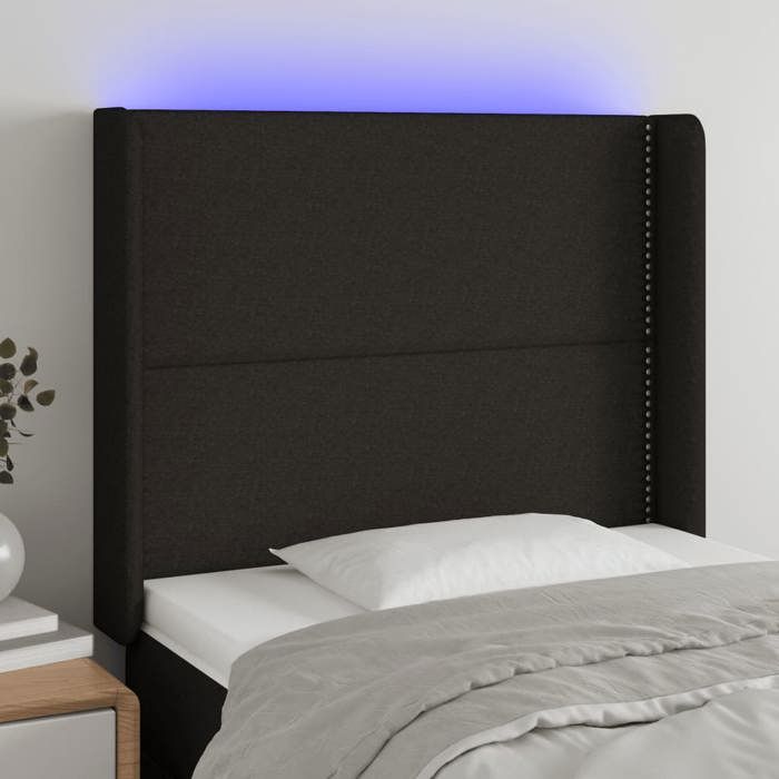 VidaXL Tête de Lit à LED Meuble de Chambre à Coucher Accessoire de Lit Simple Tête de Cadre de Lit Intérieur Noir 3123884