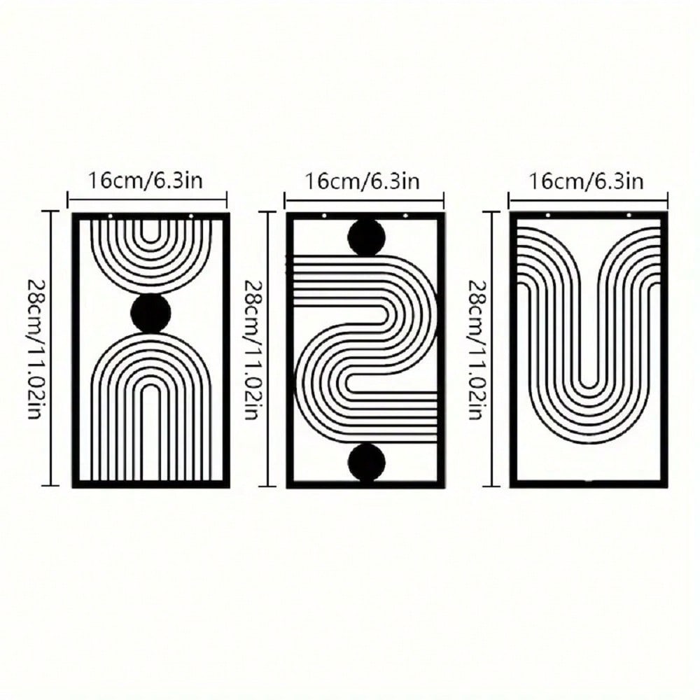 3pcs Abstract Line Art Boho Wall Decor Modern Geometric Canvas Painting Set